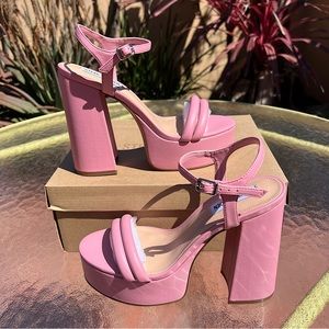 🍑NWT Steve Madden Tille Pink Chunky Platform Heels